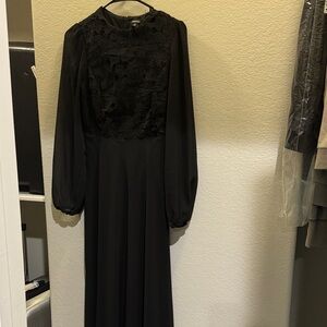 Boohoo Black Long Sleeve Lace Dress